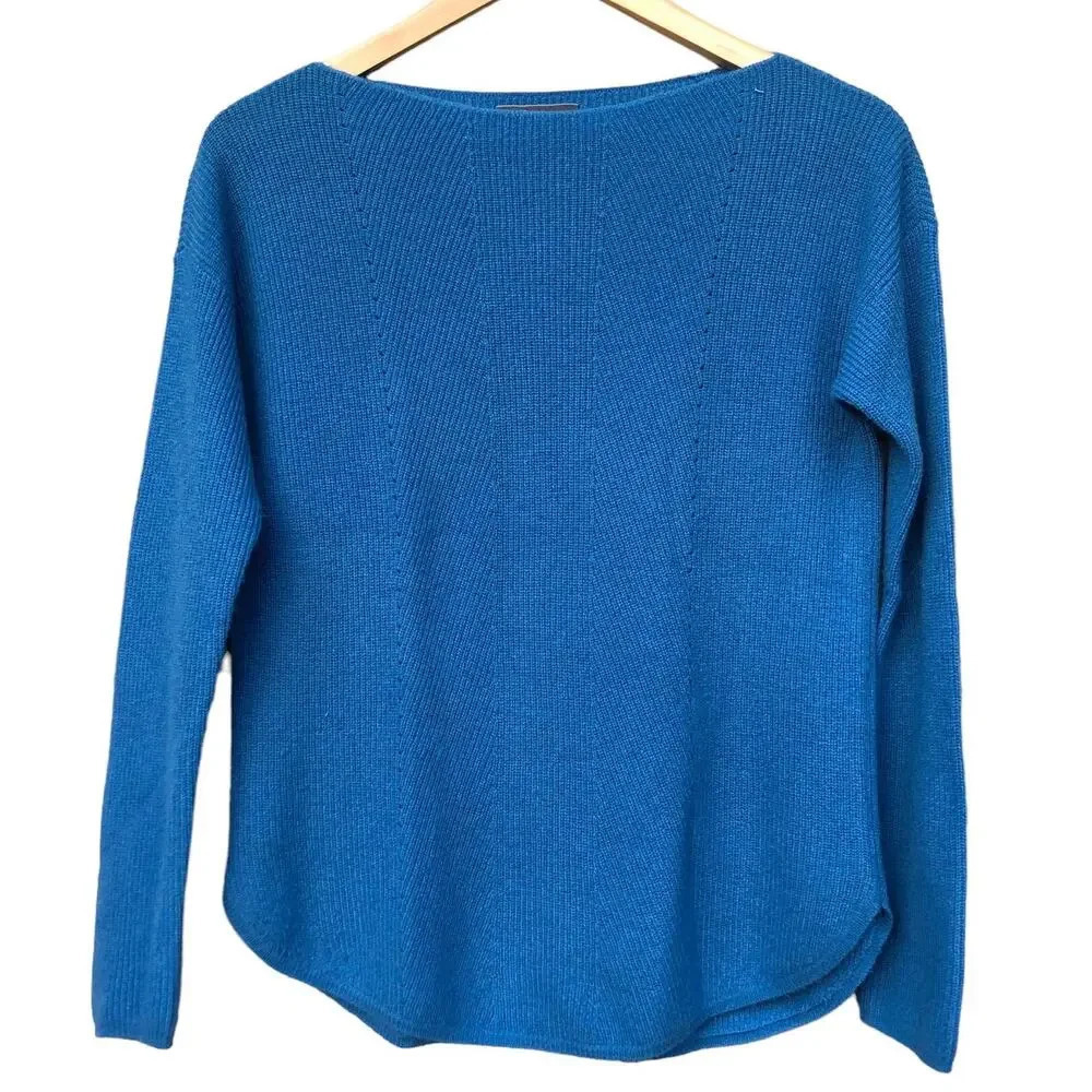 Vince 100% Cashmere Sweater Jumper Royal Blue Size XS Pullover Bateau-Neck
